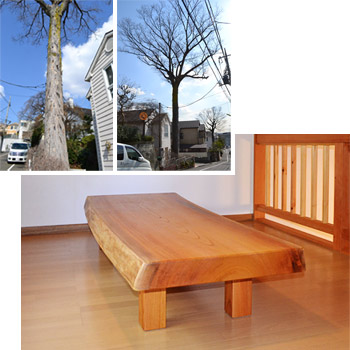 お庭の立木を家具に変身　−ケヤキテーブル/No:G-0304_020