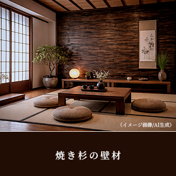 焼き杉の壁材
