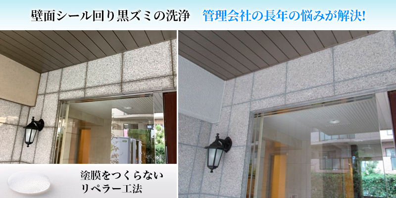 千葉県 集合住宅 正面玄関外部壁面をきれいにしました/リペラー工法事例